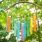 In the Breeze 7025 — Rainbow Textured Glass Mobile Wind Chime - Colorful Hanging Suncatcher - Hanging Glass Decoration